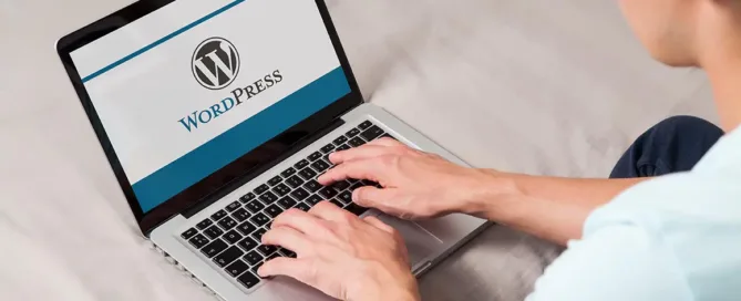 WordPress brand logo on computer