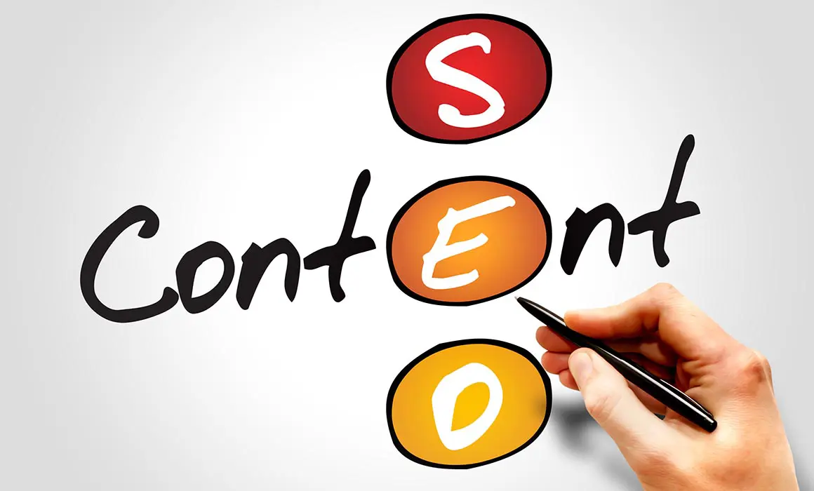 Content SEO (Search Engine Optimization) acronym, business concept